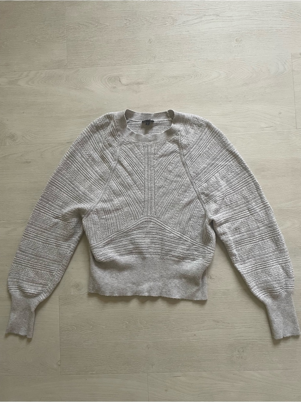 Express Light Gray Ribbed Crewneck Sweater